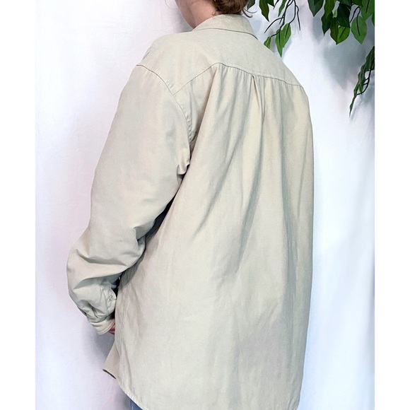 Vintage Oversized Neutral Beige Cozy Quilted Button Down Jacket - Picture 6 of 8